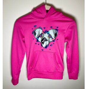 Nike Girls Therma-FIT Pink Skateboard Heart Graphic Hoodie Sweatshirt Small 8-10